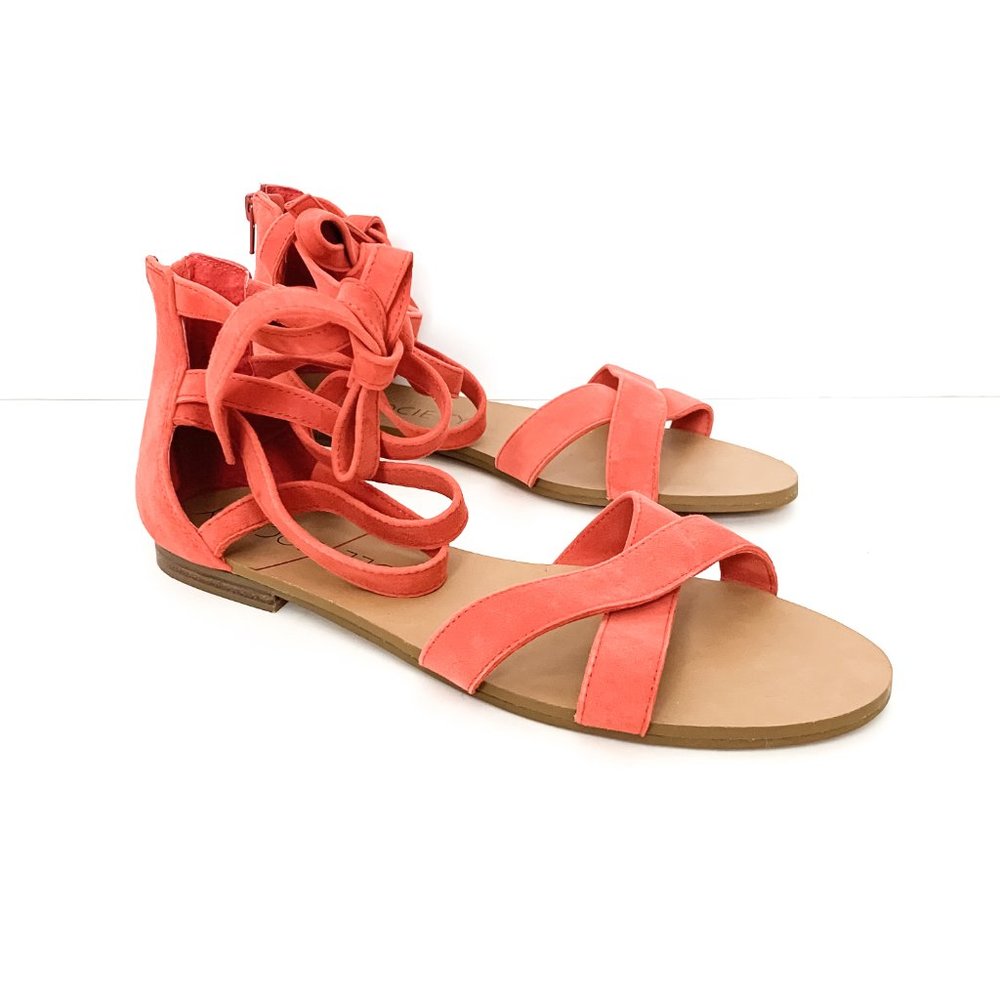 SOLE SOCIETY pink suede sana ankle tie sandals